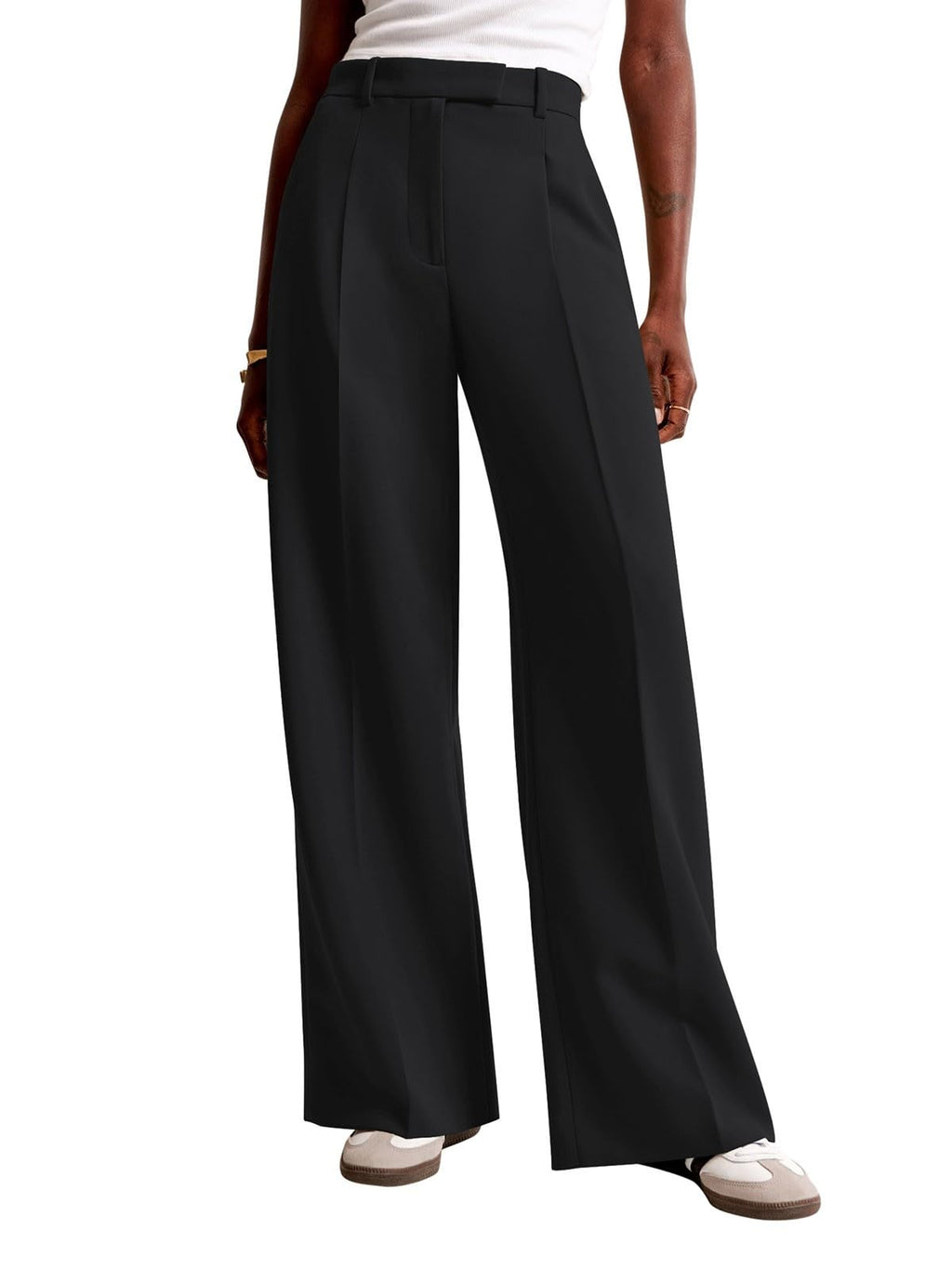 NIMIN Women Wide Leg Pants High Waisted Formal Dressy Work Trousers Business Casual Pants with Pockets Black