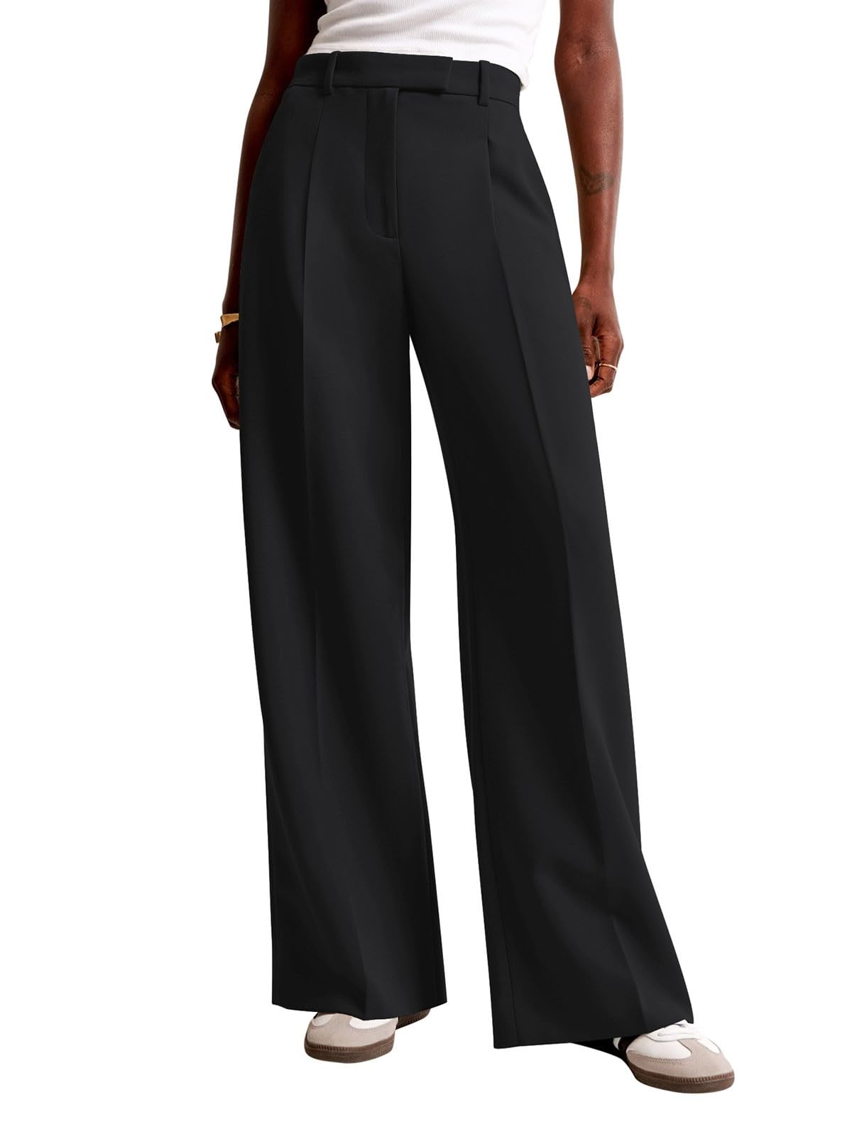 NIMIN Women Wide Leg Pants High Waisted Formal Dressy Work Trousers Business Casual Pants with Pockets Black