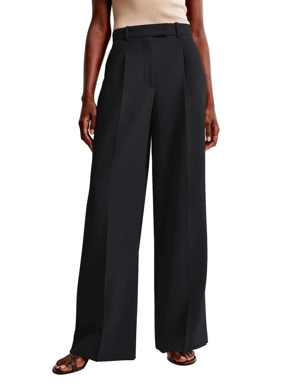 NIMIN Women Wide Leg Pants High Waisted Formal Dressy Work Trousers Business Casual Pants with Pockets Black