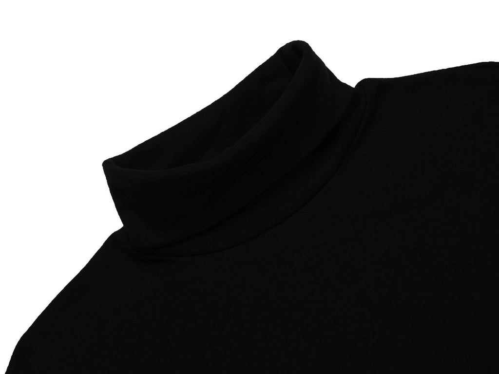 Poriff Men's Basic Turtleneck Pullover Melange Colored Slim Fit Long Sleeve Sweater Black M