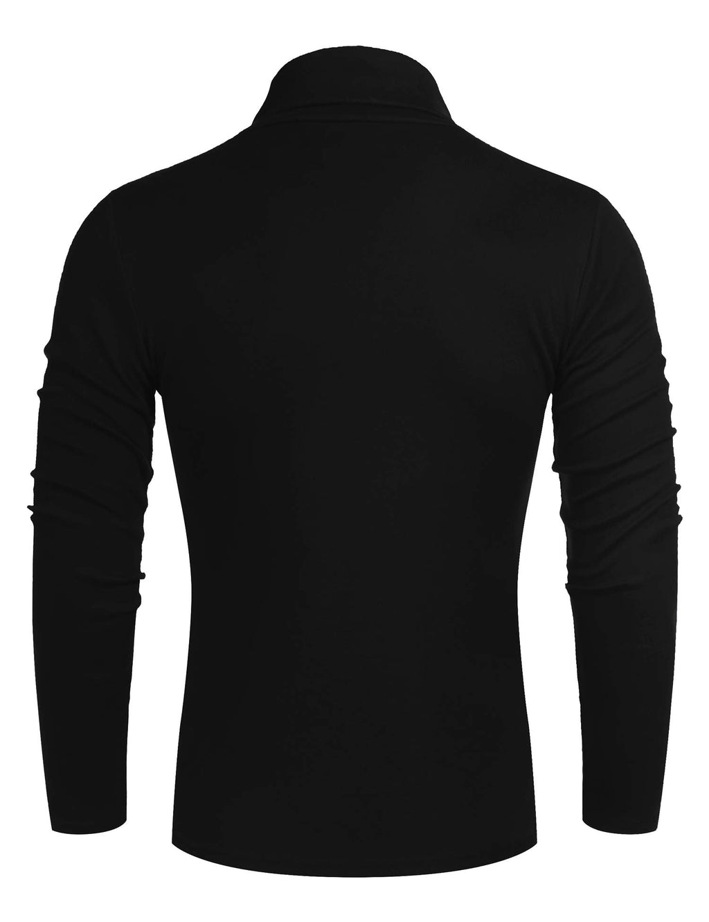 Poriff Men's Basic Turtleneck Pullover Melange Colored Slim Fit Long Sleeve Sweater Black M
