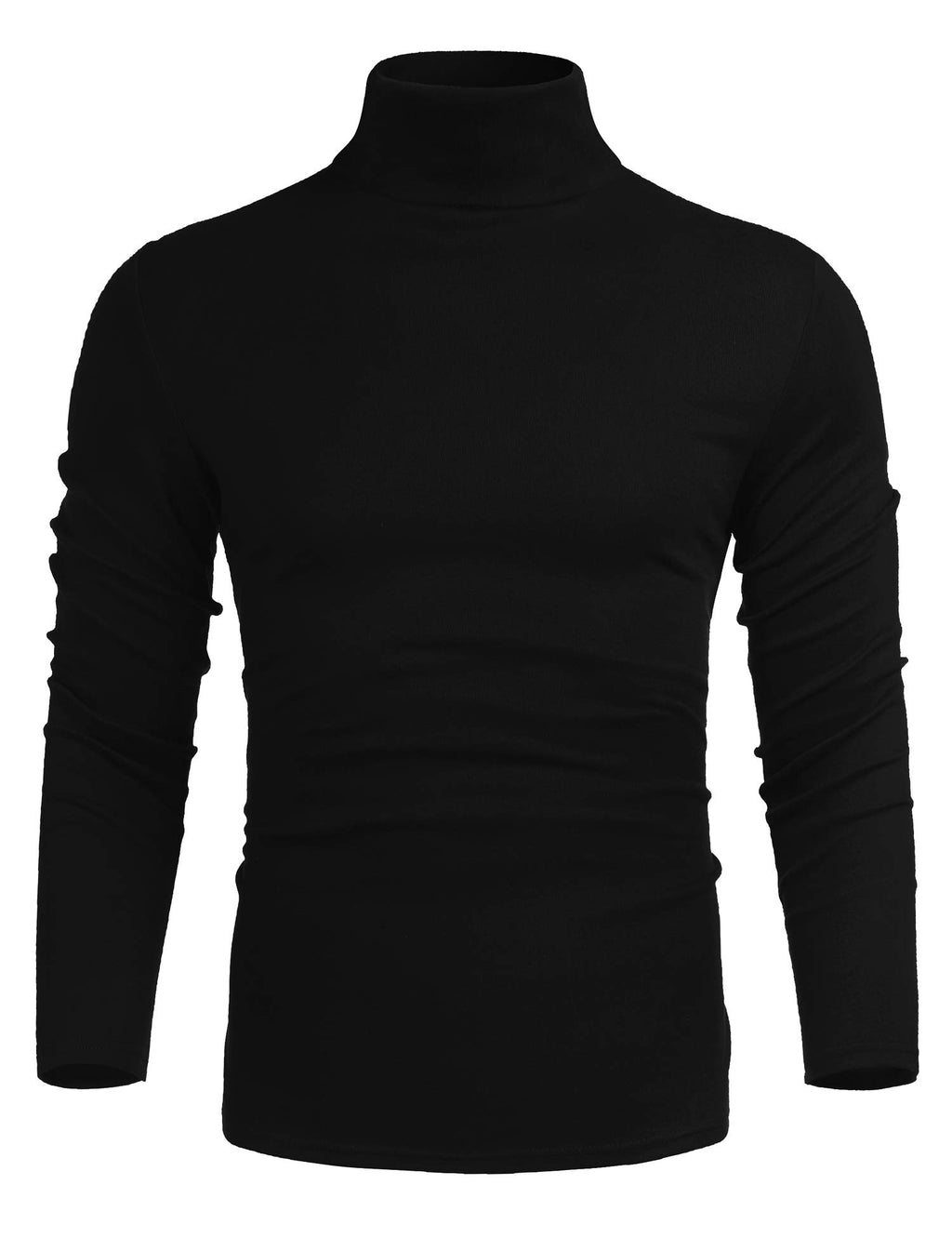 Poriff Men's Basic Turtleneck Pullover Melange Colored Slim Fit Long Sleeve Sweater Black M