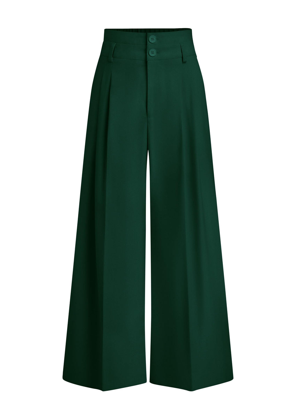 PRETTYGARDEN Womens Spring Wide Leg Palazzo Pants 2026 Trendy Loose Button High Waist Pleated Work Business Casual Trousers (Dark Green,Medium)