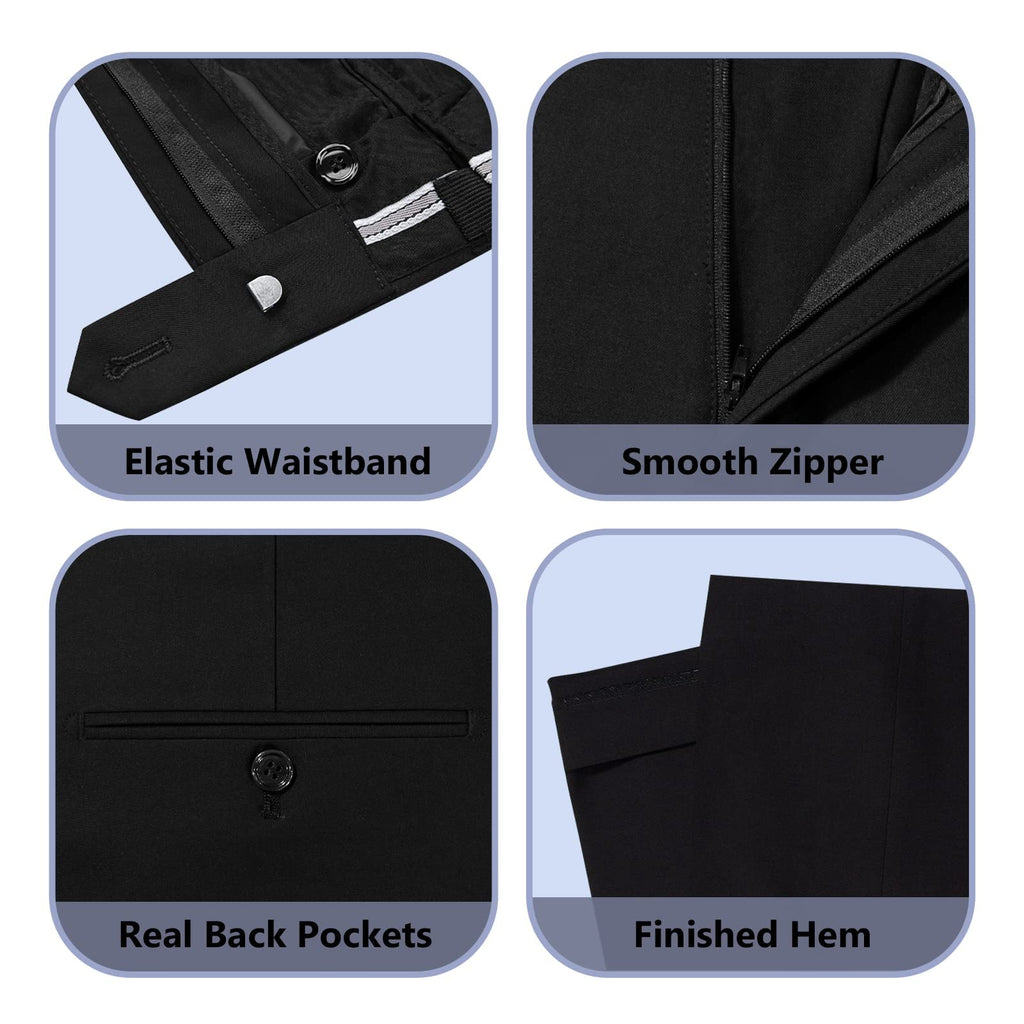 Cooper & Nelson Men's Suit Slim Fit, 3 Piece Suits for Men, One Button Jacket Vest Pants with Tie, Tuxedo Set Black L