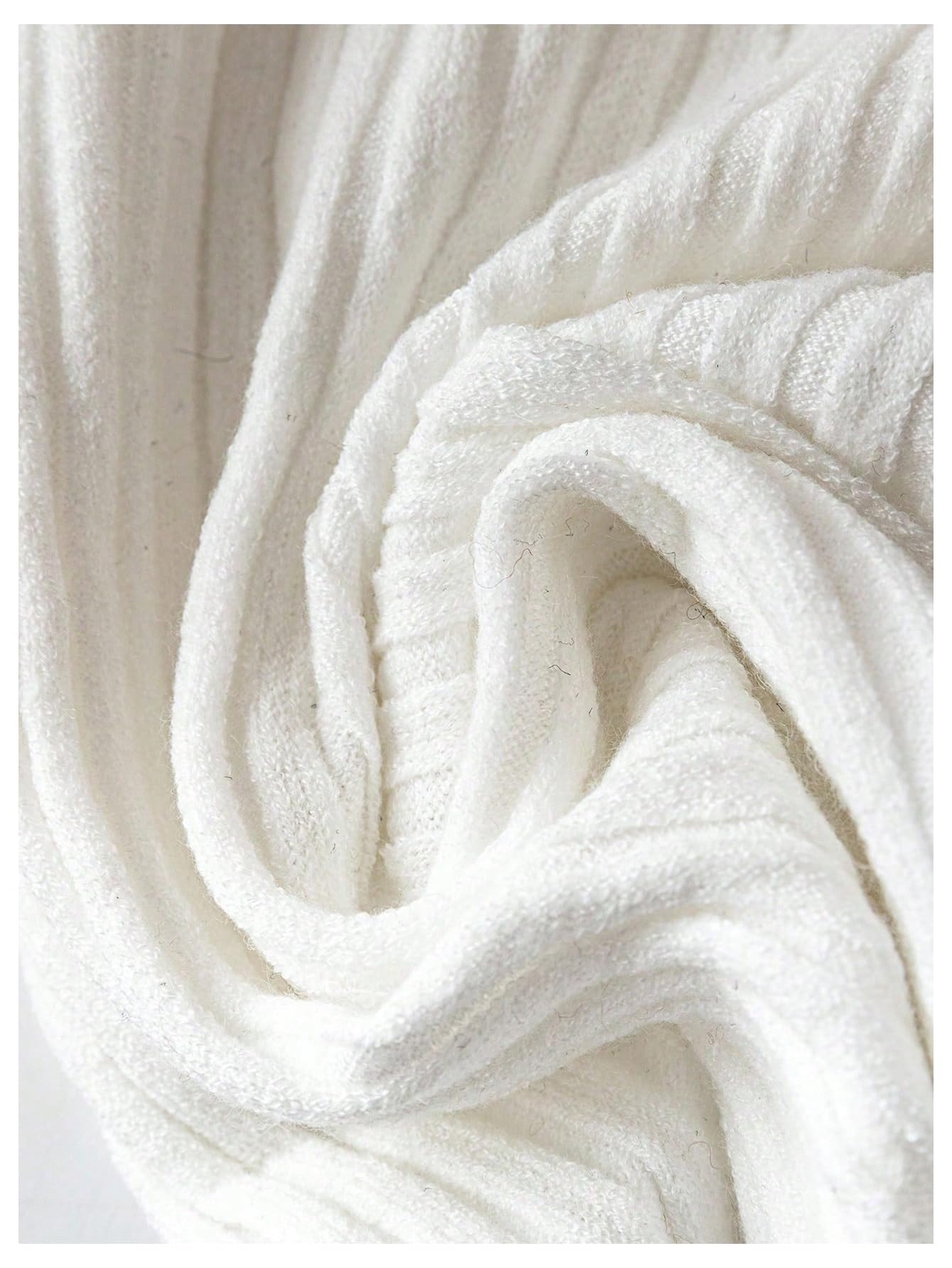 Verdusa Women's Old Money Short Sweater Wrap Slit Pullovers Fall Rib Knit Tops Black and White Large