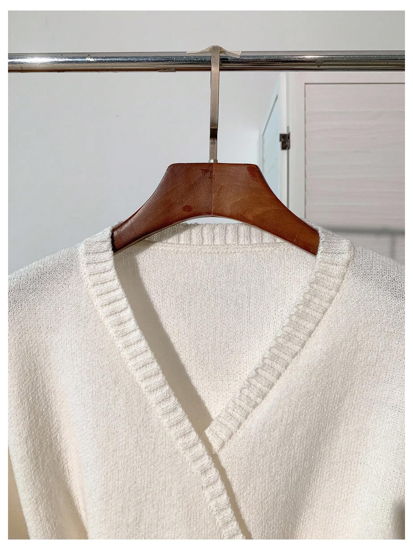 Verdusa Women's Old Money Wrap Belted Cardigan Sweaters Elegant Fall Outerwear Formal Outfits White Medium