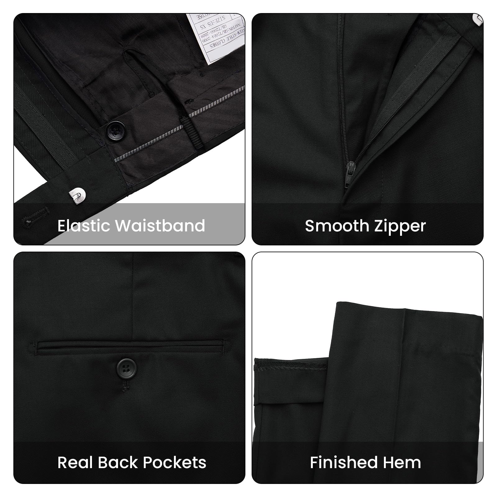 MAGE MALE Mens Two Button 3-Piece Suits Slim Fit Tuxedo Set with Blazer Jacket Vest & Pants for Wedding Prom Business Black