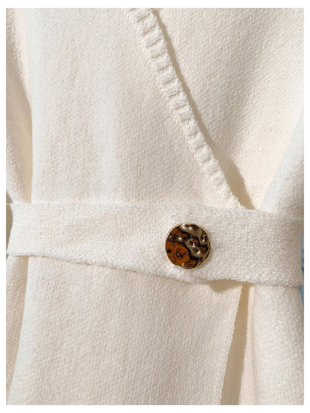 Verdusa Women's Old Money Wrap Belted Cardigan Sweaters Elegant Fall Outerwear Formal Outfits White Medium