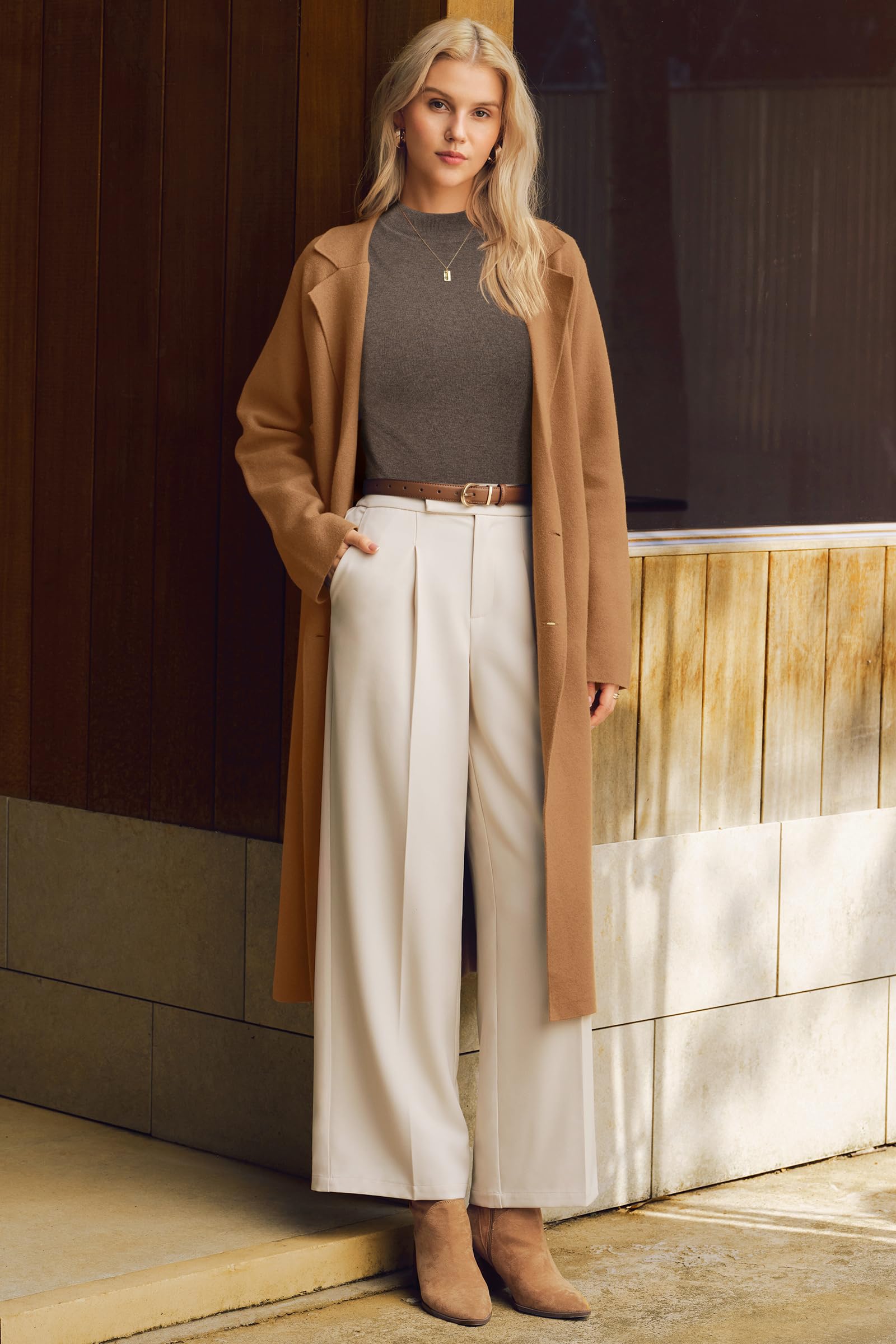 Arach&Cloz 2025 Womens Cashmere Sweater Tank Tops Summer Fall Sleeveless Vest High Mock Neck Soft Stretchy Cute Fashion Dressy Business Casual Teacher Outfits Trendy Knit Slim Work Clothes Coffee L