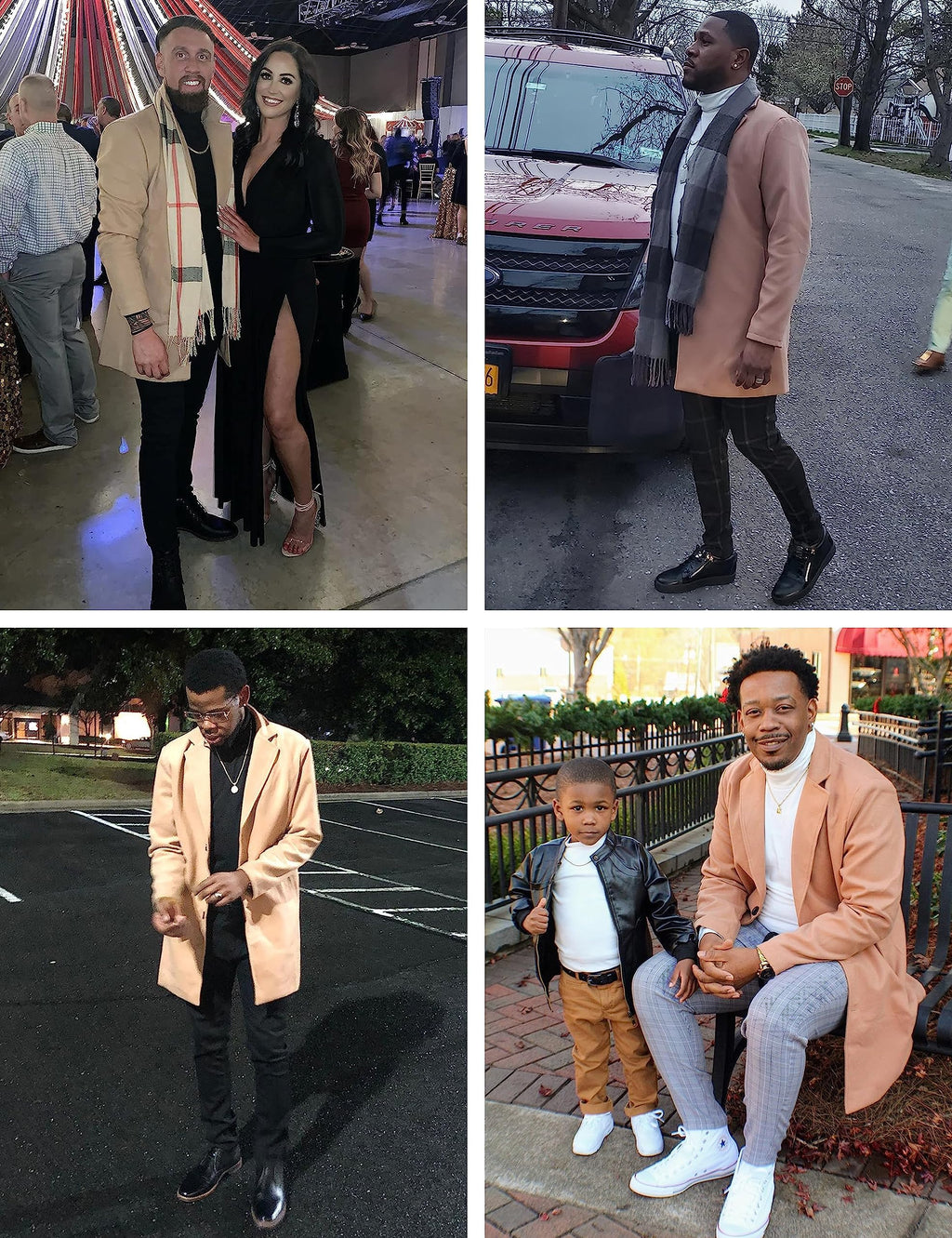 Springrain Men's Wool Blend Pea Coat Notched Collar Single Breasted Overcoat Warm Winter Trench Coat(Khaki-XXL)